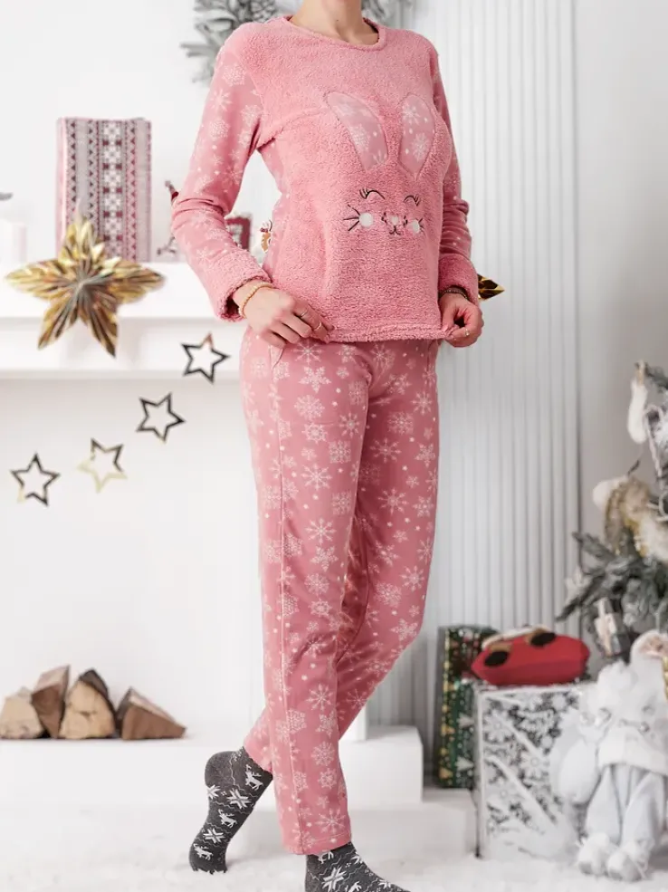 Royalfashion Piżama damska z króliczkiem a'la polarowa