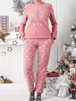 Royalfashion Piżama damska z króliczkiem a'la polarowa