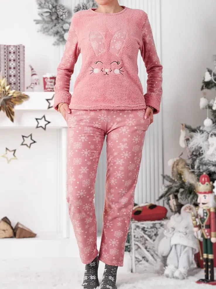 Royalfashion Piżama damska z króliczkiem a'la polarowa