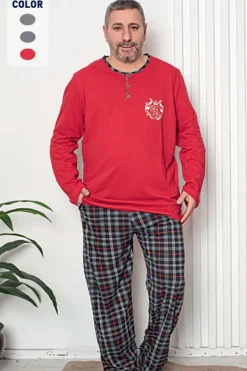 Royalfashion Piżama męska w kolorze czerwonym