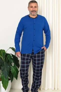 Royalfashion Piżama męska w kolorze kobaltowym PLUS SIZE