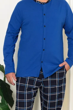 Royalfashion Piżama męska w kolorze kobaltowym PLUS SIZE