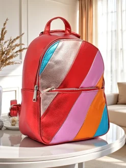 Royalfashion Plecak damski z eko skóry w paski Metallic Stripes