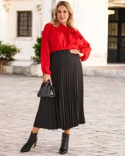 Royalfashion Plisowana damska spódnica midi PLUS SIZE