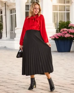 Royalfashion Plisowana damska spódnica midi PLUS SIZE