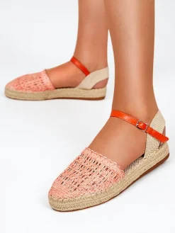 Royalfashion Pomarańczowe damskie espadryle z ażurową cholewką Triumf