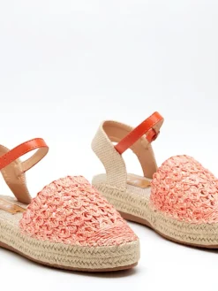 Royalfashion Pomarańczowe damskie espadryle z ażurową cholewką Triumf