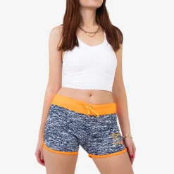 Royalfashion Pomarańczowo-granatowe neonowe damskie sportowe krótkie spodenki