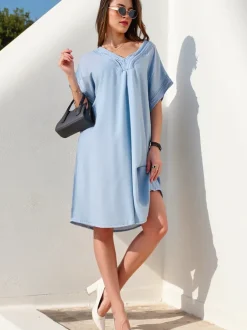 Royalfashion Prosta damska tunika a'la sukienka typu jeansowa