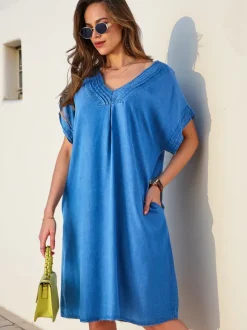 Royalfashion Prosta damska tunika a'la sukienka typu jeansowa