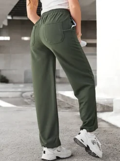 Royalfashion Proste spodnie damskie z wiązaniem