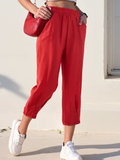 Royalfashion Proste spodnie damskie materiałowe 7/8