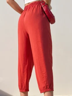 Royalfashion Proste spodnie damskie materiałowe 7/8