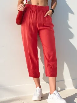 Royalfashion Proste spodnie damskie materiałowe 7/8