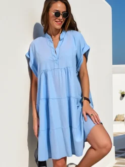 Royalfashion Przeszywana damska tunika a'la sukienka typu jeansowa