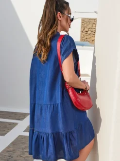 Royalfashion Przeszywana damska tunika a'la sukienka typu jeansowa