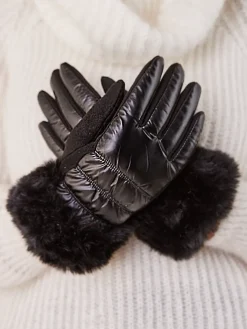 Royalfashion Rękawiczki damskie z futerkiem