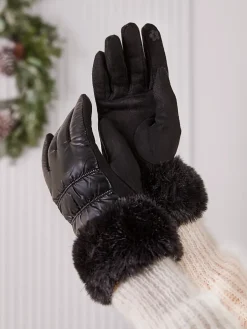 Royalfashion Rękawiczki damskie z futerkiem