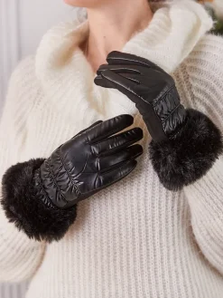 Royalfashion Rękawiczki damskie z futerkiem