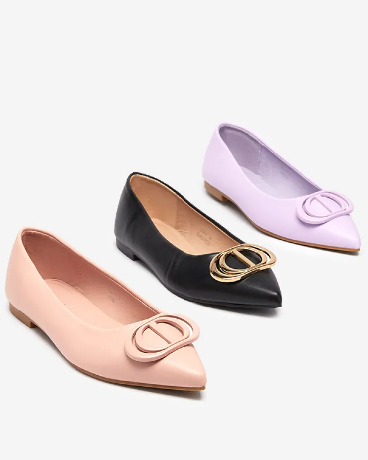 Royalfashion Różowe baleriny damskie w szpic z ozdobą na nosku Manico