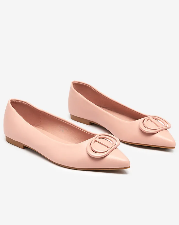 Royalfashion Różowe baleriny damskie w szpic z ozdobą na nosku Manico