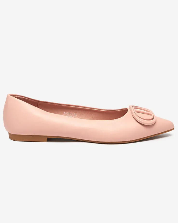 Royalfashion Różowe baleriny damskie w szpic z ozdobą na nosku Manico