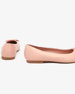Royalfashion Różowe baleriny damskie w szpic z ozdobą na nosku Manico