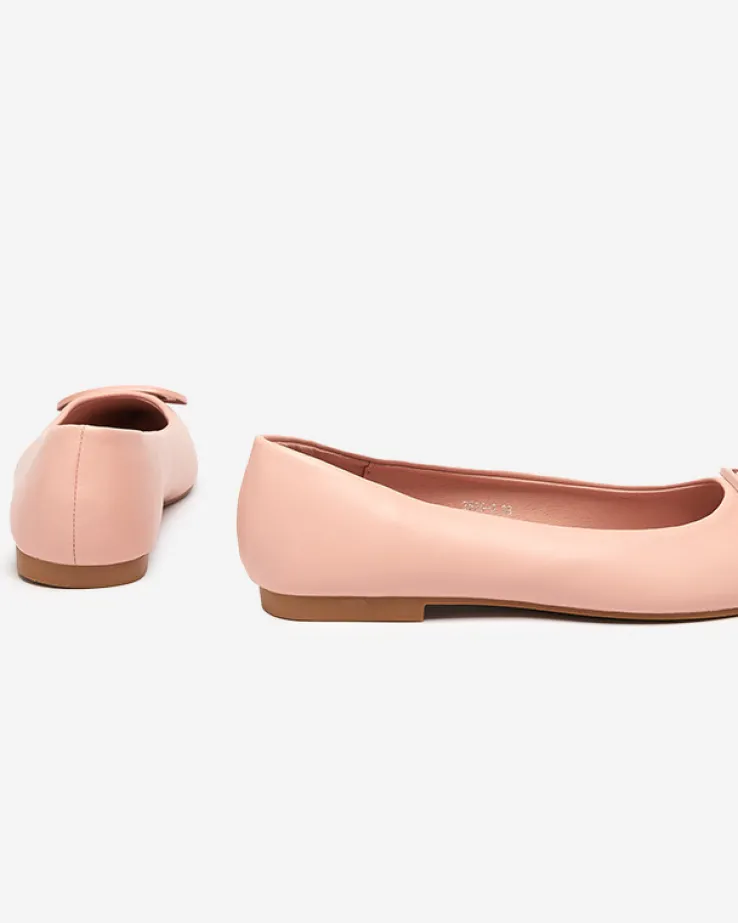 Royalfashion Różowe baleriny damskie w szpic z ozdobą na nosku Manico