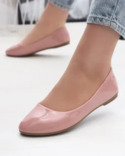 Royalfashion Różowe damskie lakierowane baleriny Fama