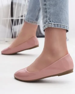 Royalfashion Różowe damskie lakierowane baleriny Fama