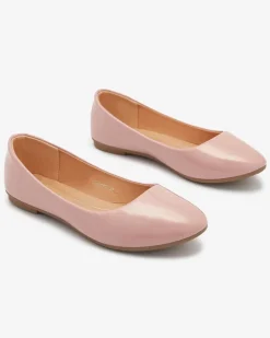 Royalfashion Różowe damskie lakierowane baleriny Fama