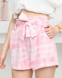 Royalfashion Różowe damskie materiałowe krótkie spodenki