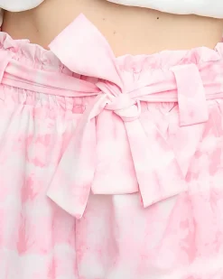 Royalfashion Różowe damskie materiałowe krótkie spodenki