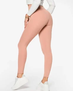 Royalfashion Różowe damskie prążkowane legginsy