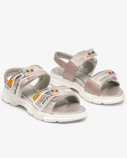 Royalfashion Różowe dziecięce sandałki zapinane na rzepy Keris