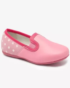 Royalfashion Różowe dziewczęce półbuty z eko skóry w groszki Rellme
