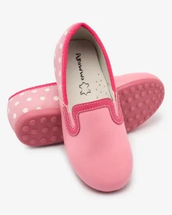 Royalfashion Różowe dziewczęce półbuty z eko skóry w groszki Rellme