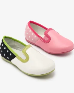 Royalfashion Różowe dziewczęce półbuty z eko skóry w groszki Rellme
