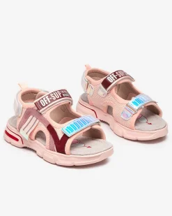 Royalfashion Różowe sandałki dziewczęce z holograficznymi wstawkami Heilol
