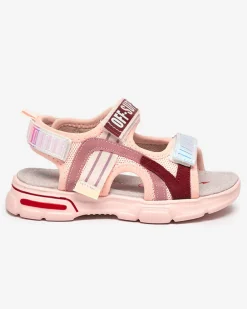 Royalfashion Różowe sandałki dziewczęce z holograficznymi wstawkami Heilol