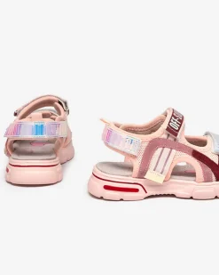 Royalfashion Różowe sandałki dziewczęce z holograficznymi wstawkami Heilol