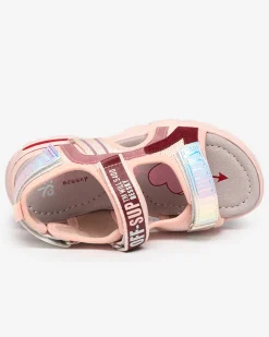 Royalfashion Różowe sandałki dziewczęce z holograficznymi wstawkami Heilol