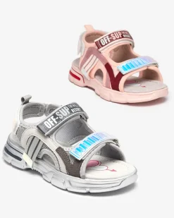 Royalfashion Różowe sandałki dziewczęce z holograficznymi wstawkami Heilol