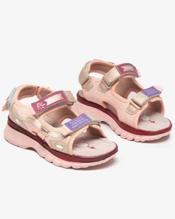 Royalfashion Różowe sandały dziecięce z kolorowymi wstawkami Meniko