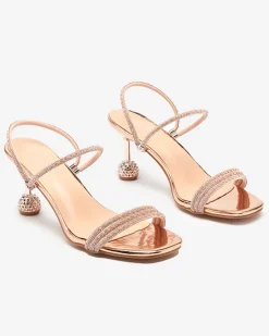 Royalfashion Różowo- złote lakierowane klapki na niskim obcasie Lakopi