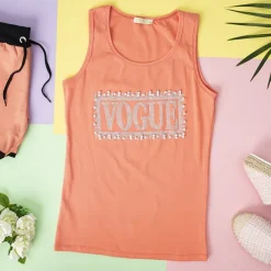 Royalfashion Różowy damski top z cyrkoniami