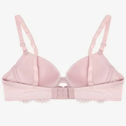 Royalfashion Różowy damski biustonosz z dodatkiem koronki