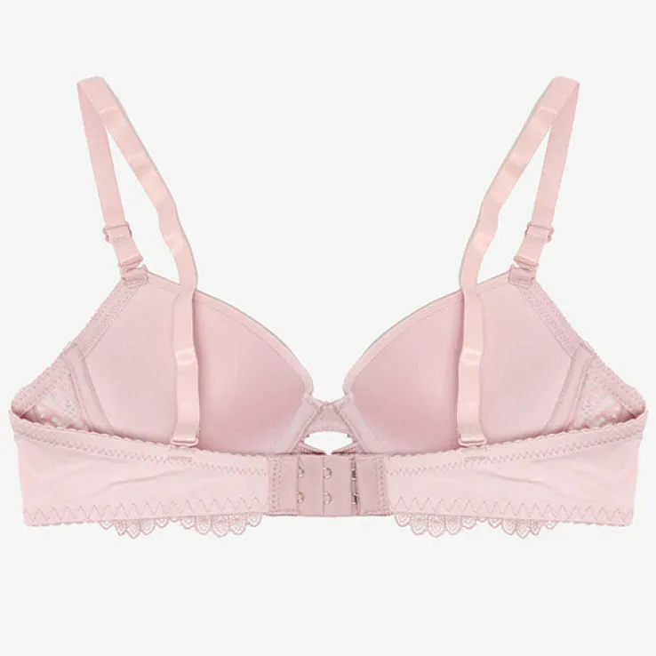 Royalfashion Różowy damski biustonosz z dodatkiem koronki