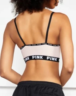 Royalfashion Różowy sportowy stanik damski z napisami