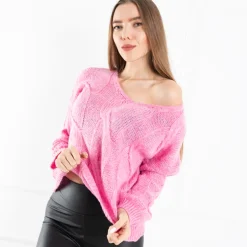 Royalfashion Różowy sweter damski